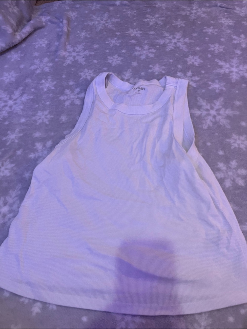 Old Navy White Ribbed High-Neck Tank